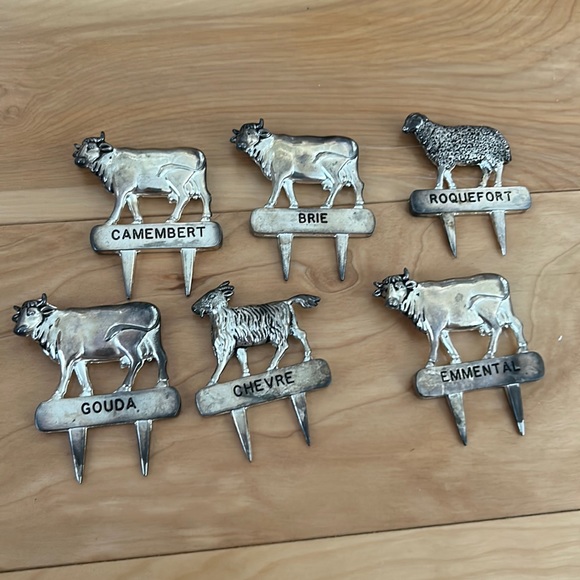 Kitchen Vintage Silea Set Of 6 Dairy Farm Animal Silver Plated Cheese Markers Poshmark
